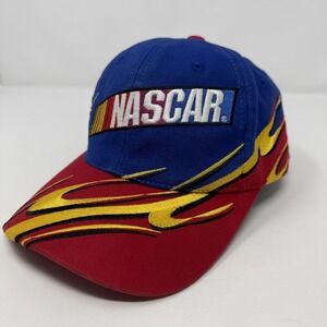 NASCAR Hat Cap Snap Back Mens Blue Red Flames Auto Racing Motorsports Fan Gear